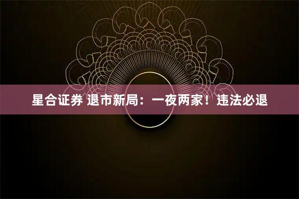 星合证券 退市新局：一夜两家！违法必退